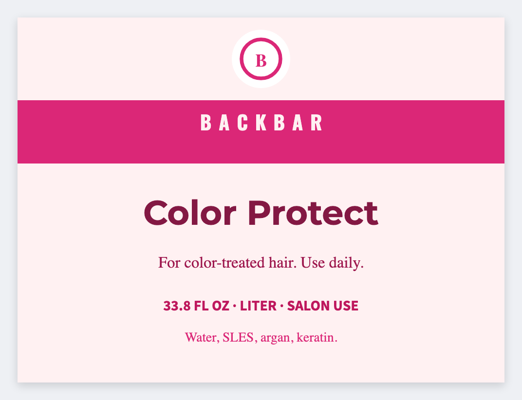 Salon bottle sample from the free label maker