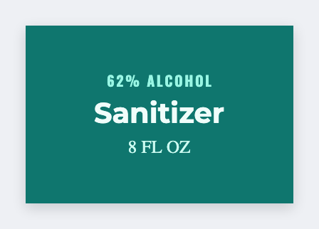 Hand sanitizer sample from the free label maker