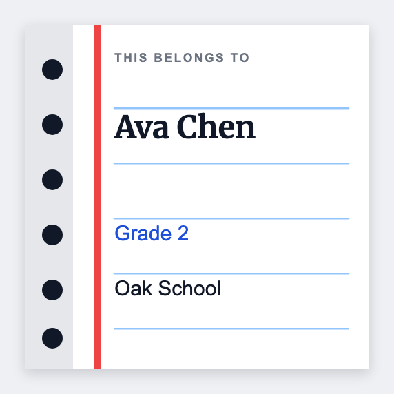 School name label