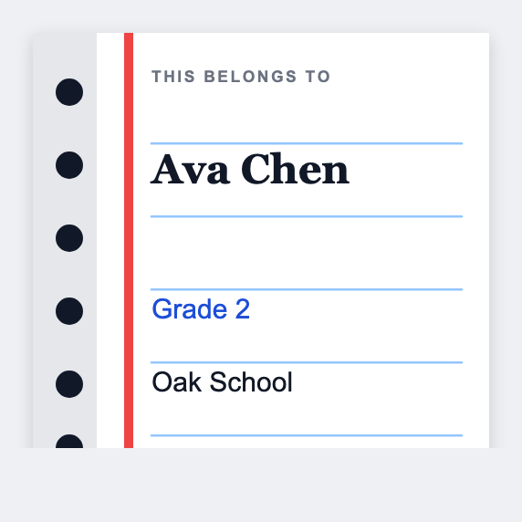 school name sample from the free label maker