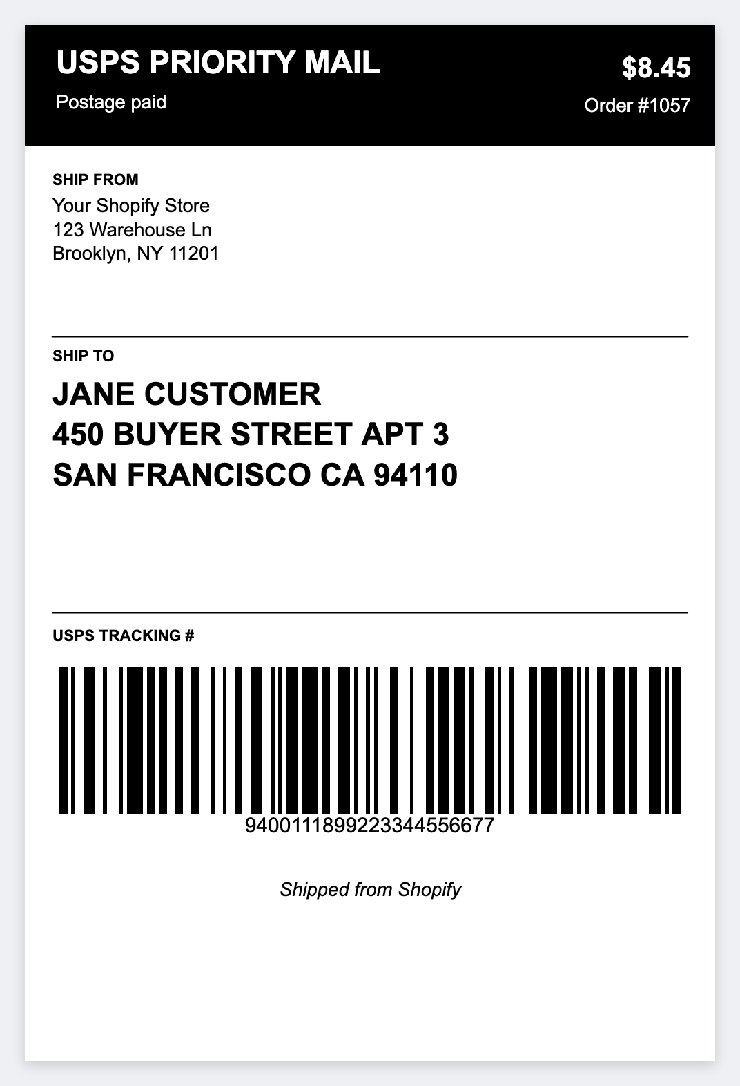 4x6 shipping label
