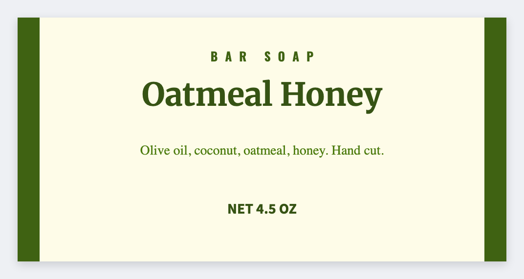 Soap wrap sample from the free label maker