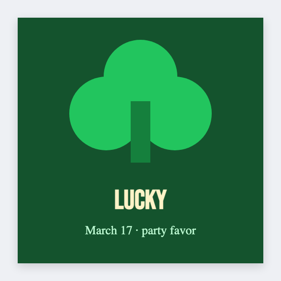 St. Patrick's Day sample from the free label maker