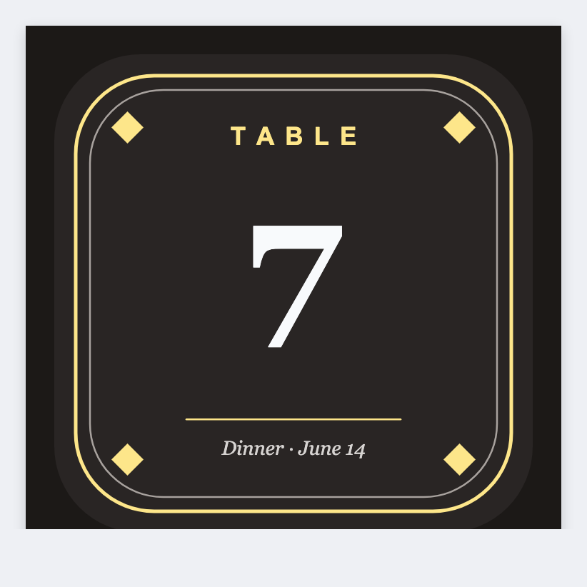 table number sample from the free label maker