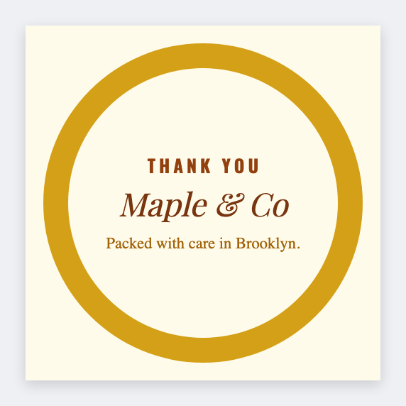 Thank you sticker sample from the free label maker