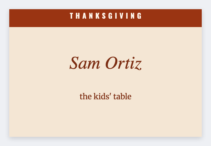 Thanksgiving place card