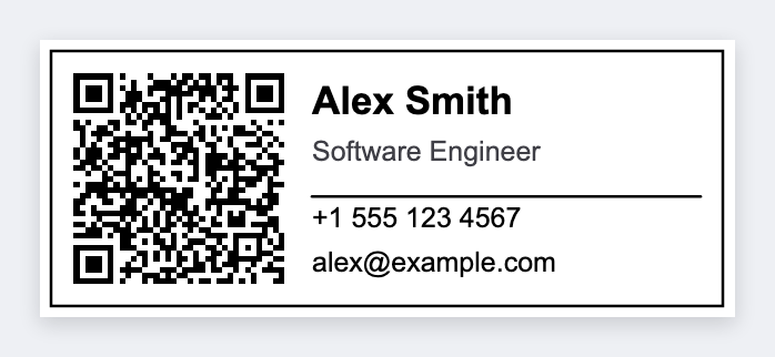 Business-card QR sample from the free label maker
