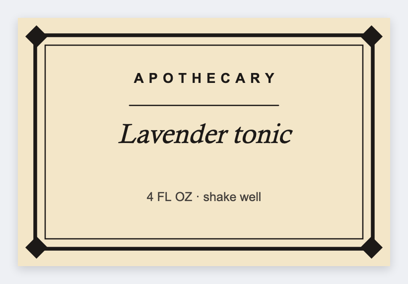 Vintage frame label