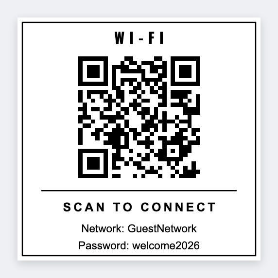 WiFi access QR sample from the free label maker