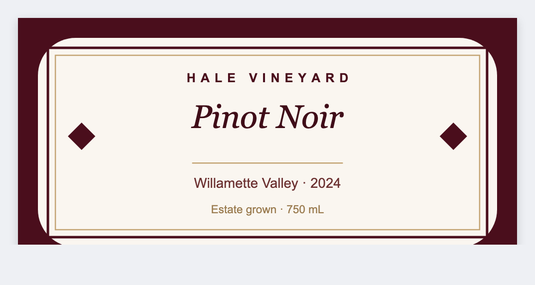 wine collar sample from the free label maker