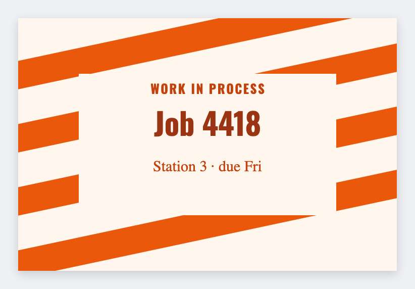 WIP ticket sample from the free label maker